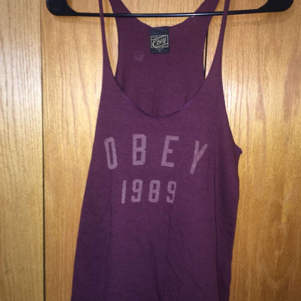 Obey burgundy tank top